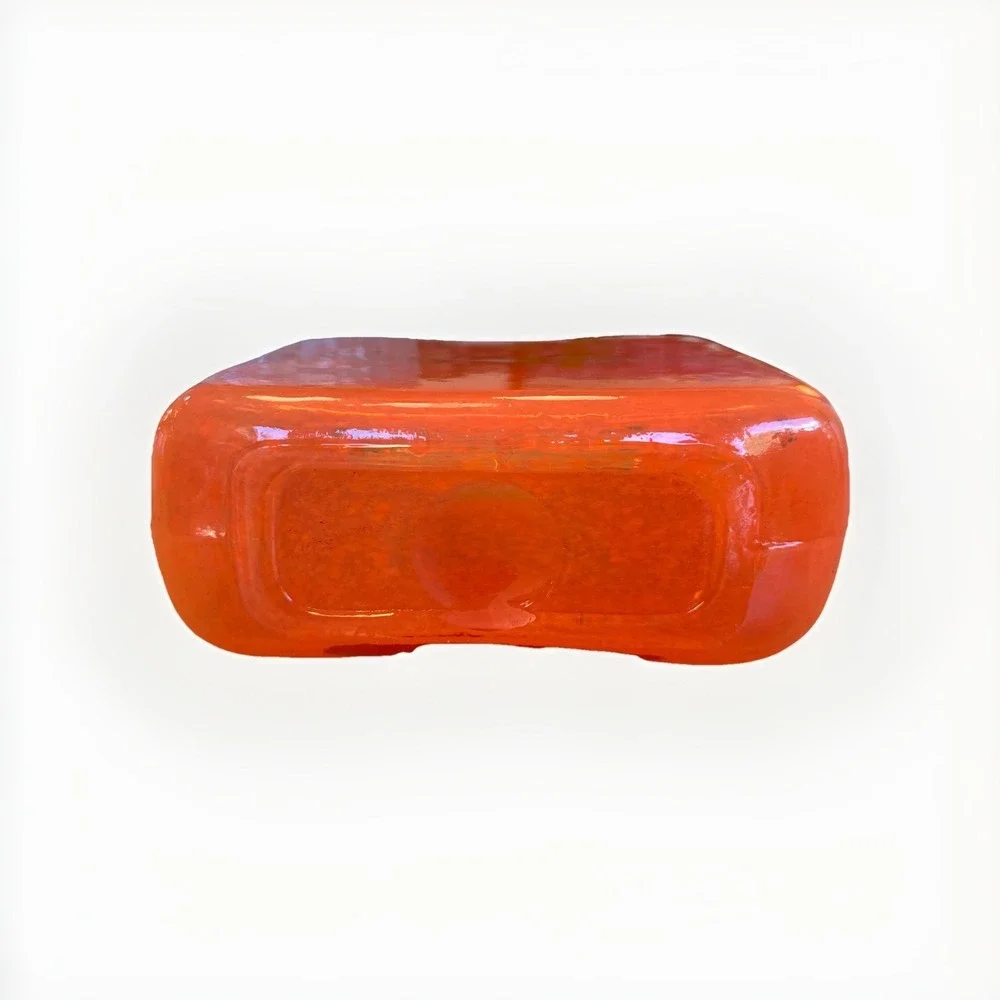 Crate‎ & Barrel Vintage Rectangle Orange Blown Glass Vase Heavy Contemporary