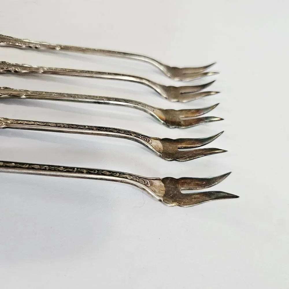 Antique S.L. & G.H Rogers Silver Plate Webster Pattern Set Of 5 Cocktail Forks