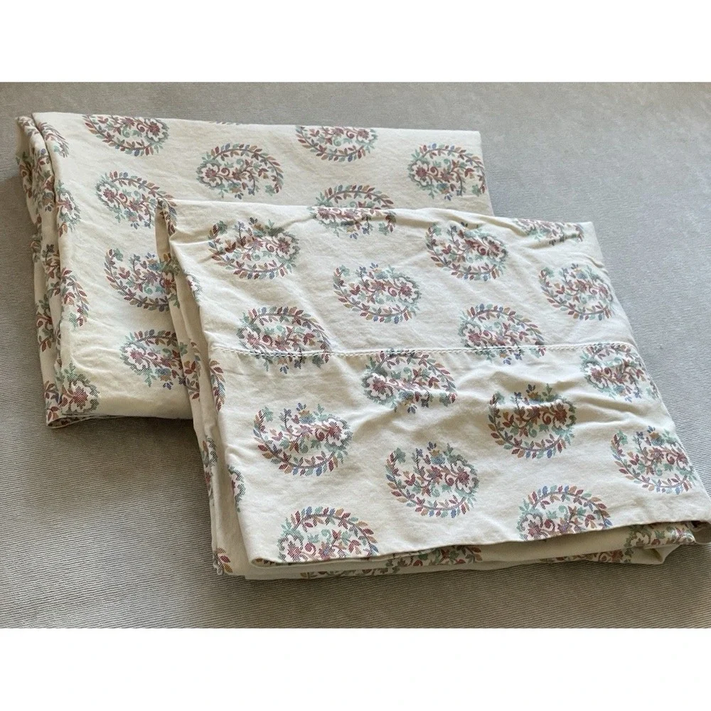 Vintage Lauren Ralph Lauren Antigua Pillowcases Standard‎ Set of 2 Floral Cotton