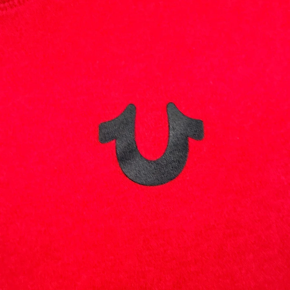 True Religion Men's S Small V-Neck Buddha Logo T-Shirt Red