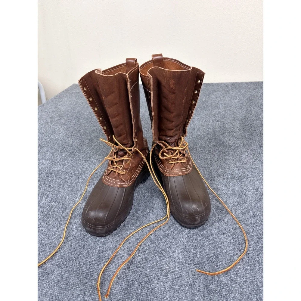 50s/60s Vintage LL Bean Maine Hunting Duck Boots Leather Rubber Lace Up Mens 8M‎