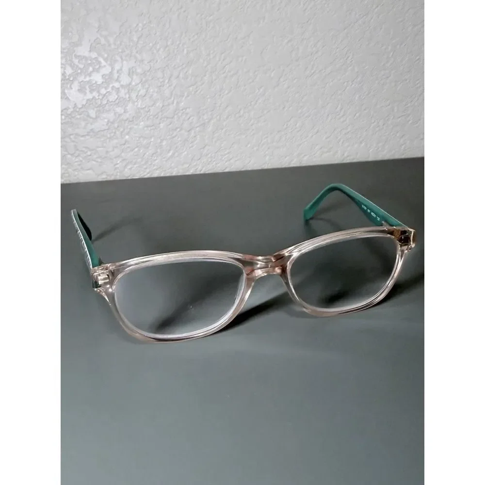 Marchon‎ NYC Junior M-7501 Kids Eyeglasses Pink Clear Teal Heart Print 46-15-130