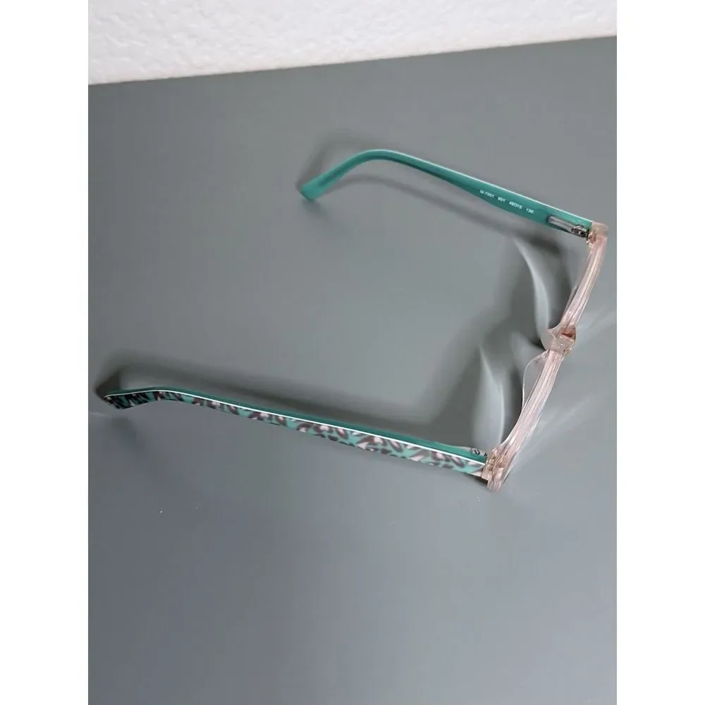 Marchon‎ NYC Junior M-7501 Kids Eyeglasses Pink Clear Teal Heart Print 46-15-130