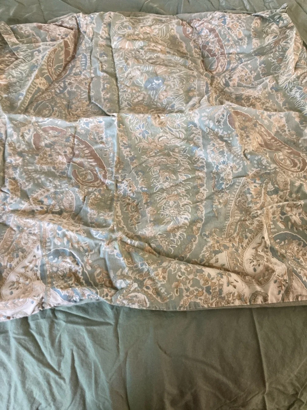 Pottery barn Green Paisley Home full/queen duvet and pillow shams