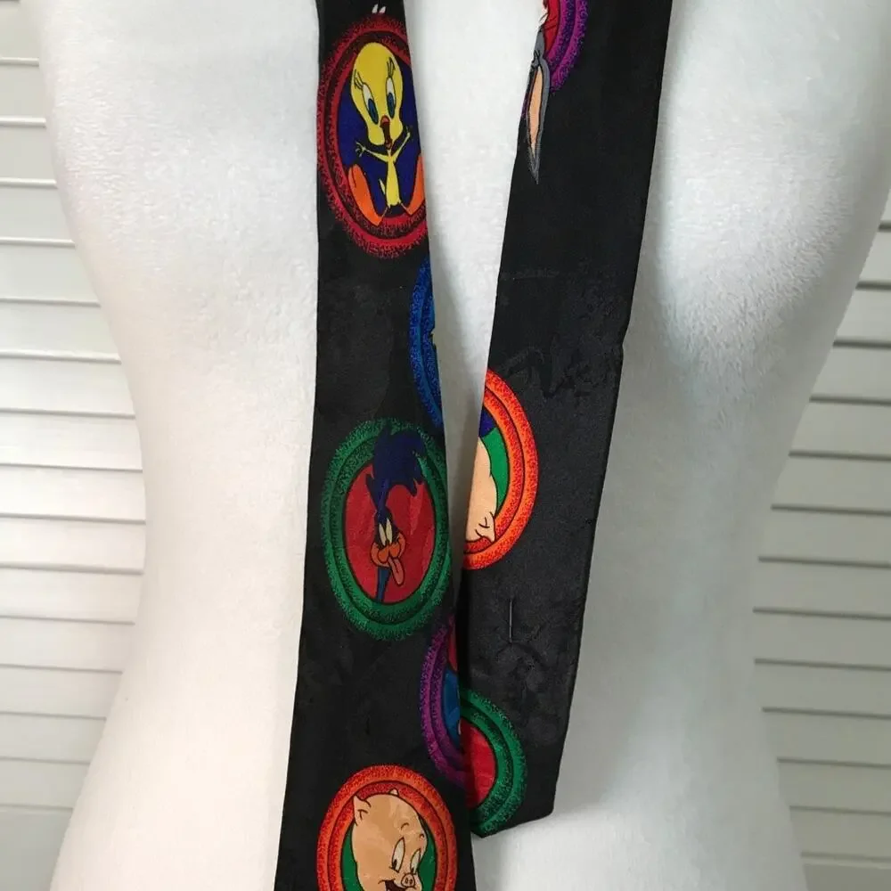 Warner Bros. Vintage Looney Tunes Characters Classic Wide Tie 1990’s 58”