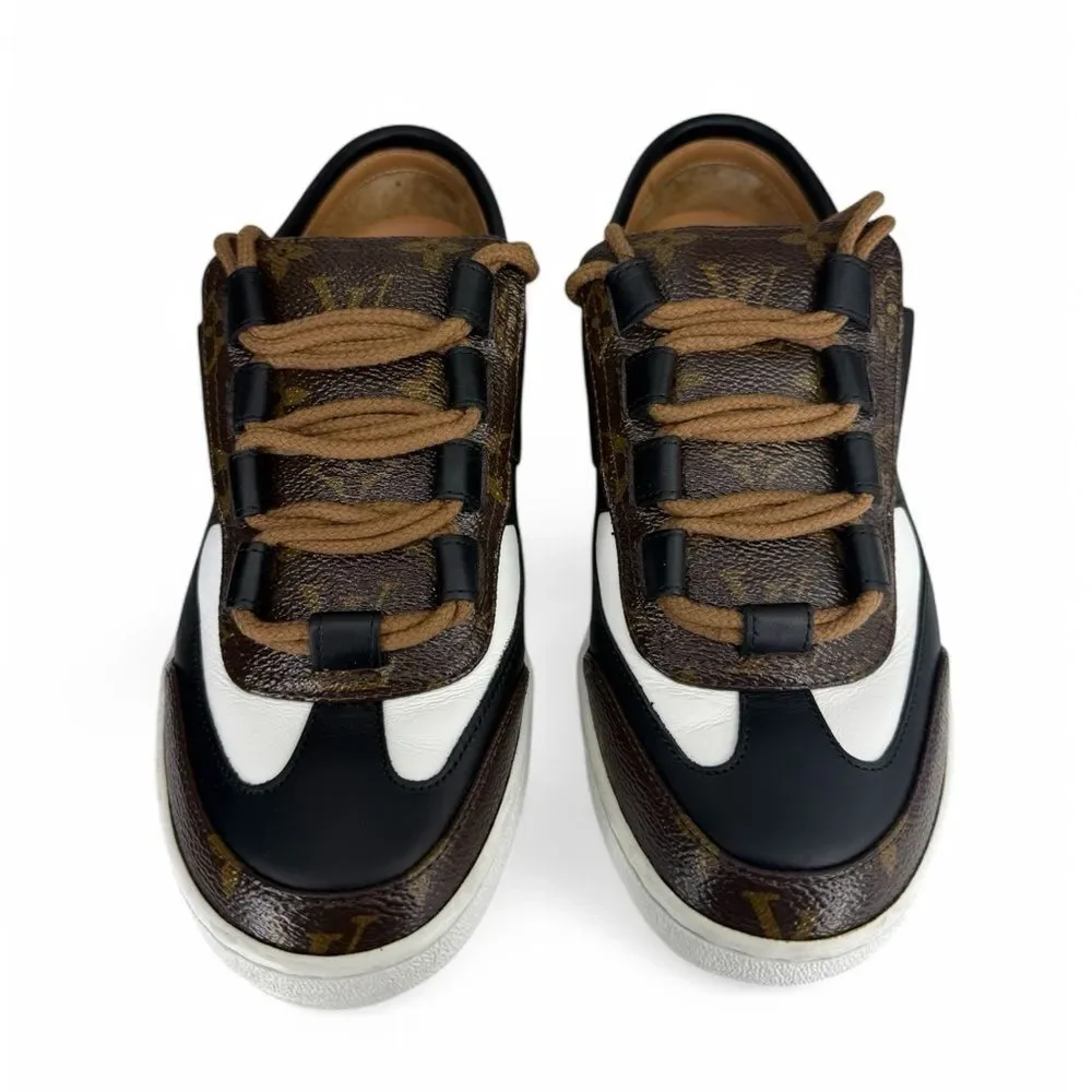 LOUIS VUITTON Black & Brown LV Monogram Leather Sneakers EU37