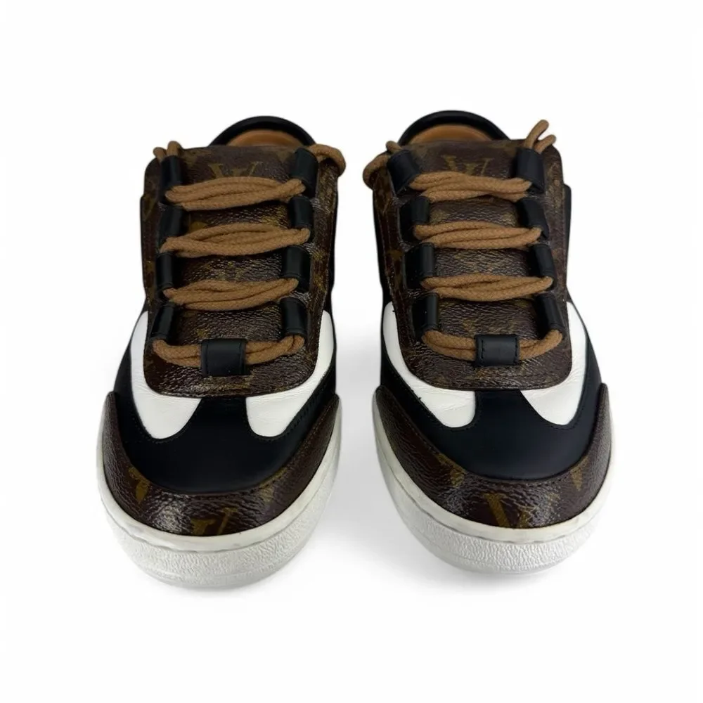 LOUIS VUITTON Black & Brown LV Monogram Leather Sneakers EU37
