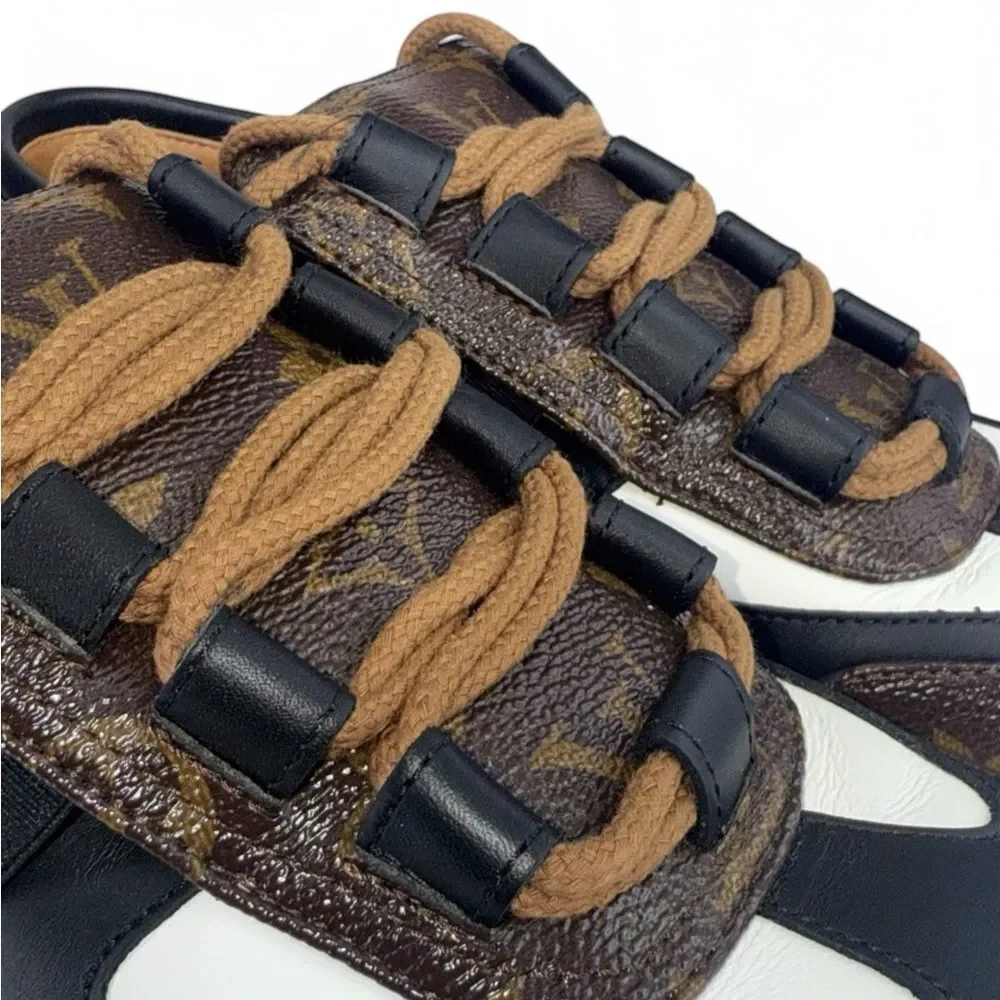 LOUIS VUITTON Black & Brown LV Monogram Leather Sneakers EU37