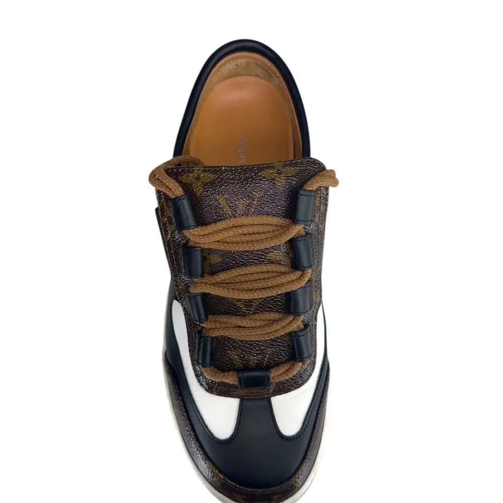 LOUIS VUITTON Black & Brown LV Monogram Leather Sneakers EU37