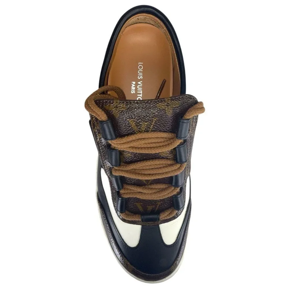 LOUIS VUITTON Black & Brown LV Monogram Leather Sneakers EU37