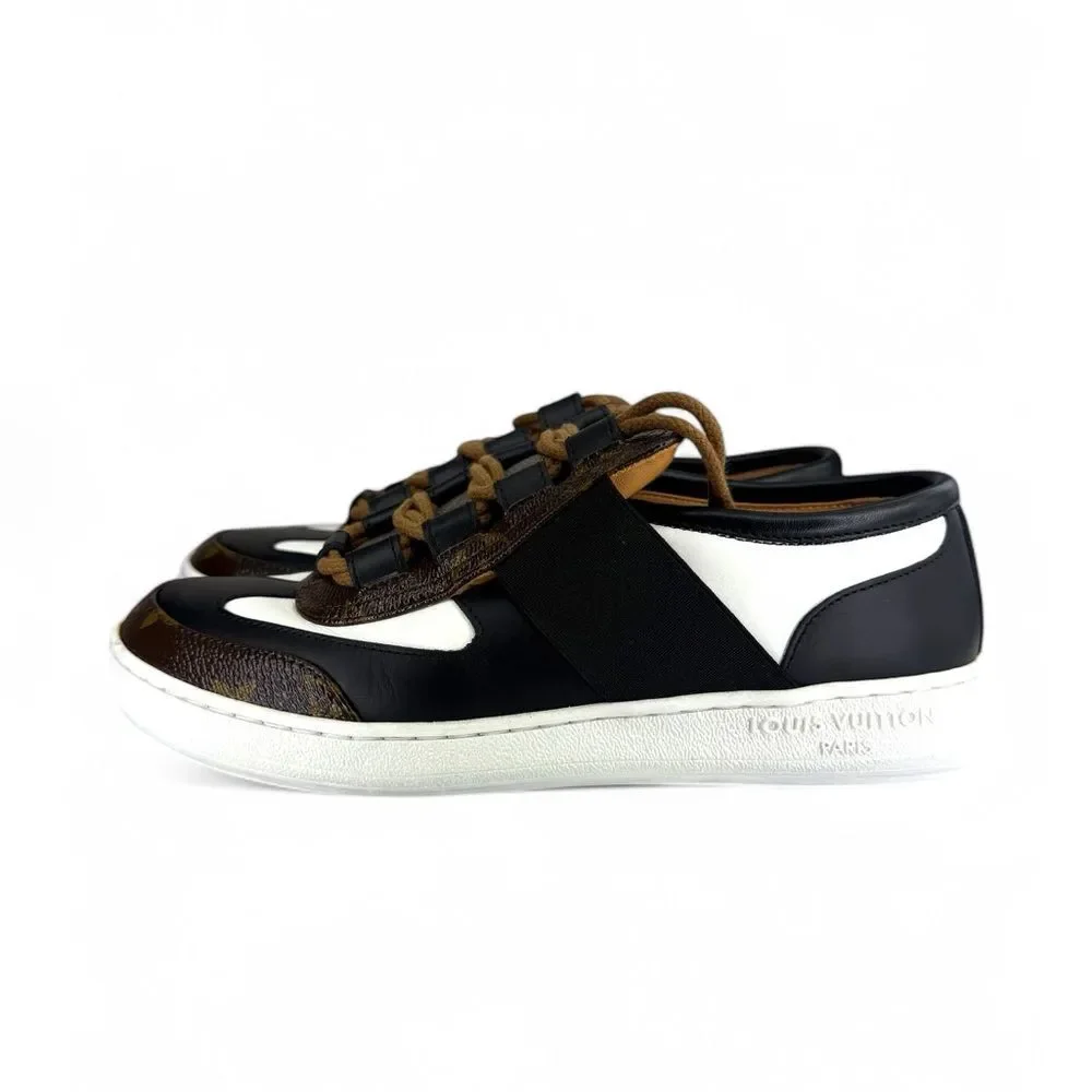 LOUIS VUITTON Black & Brown LV Monogram Leather Sneakers EU37