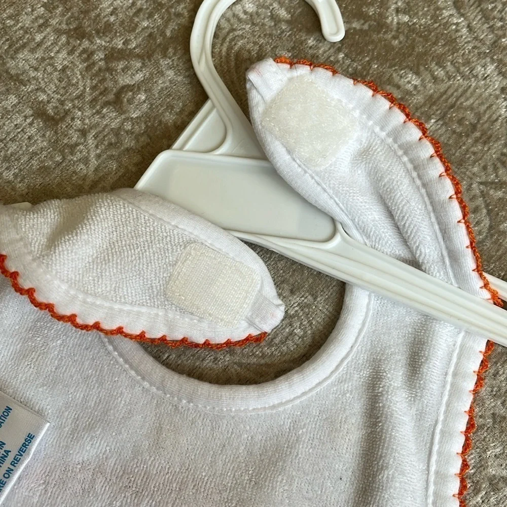 Brand New Set of 2 Cloth Baby Bibs Orange Halloween Thanksgiving Turkey Pumpkin