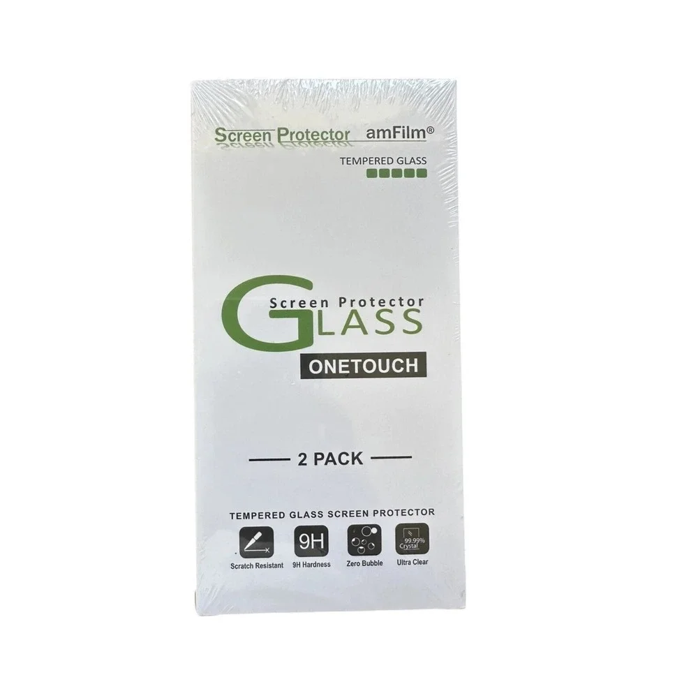amFilm OneTouch iPhone 14 Tempered Glass Screen Protector 2 Pack Clear