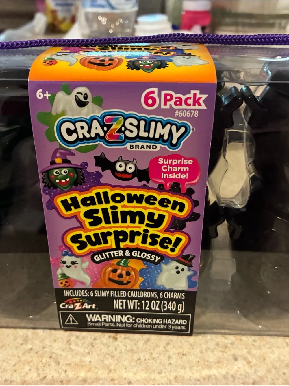 Cra-Z-Slimy Halloween Cauldron Surprise Set Glitter Slime Glossy Set 6 pieces