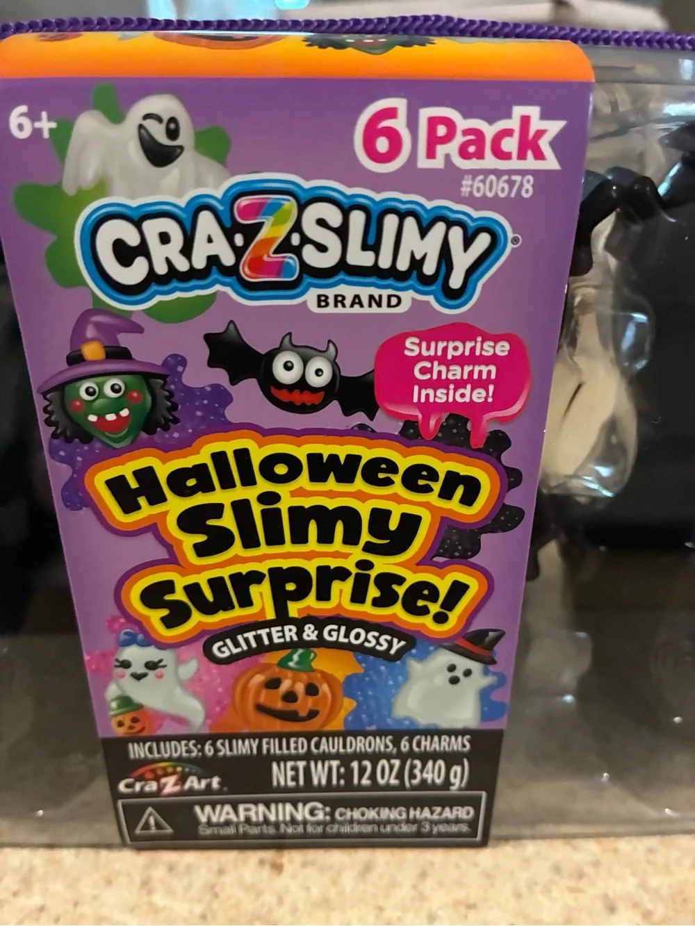 Cra-Z-Slimy Halloween Cauldron Surprise Set Glitter Slime Glossy Set 6 pieces