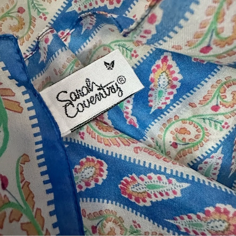 Vintage Sarah Coventry Blue and White Paisley Scarf