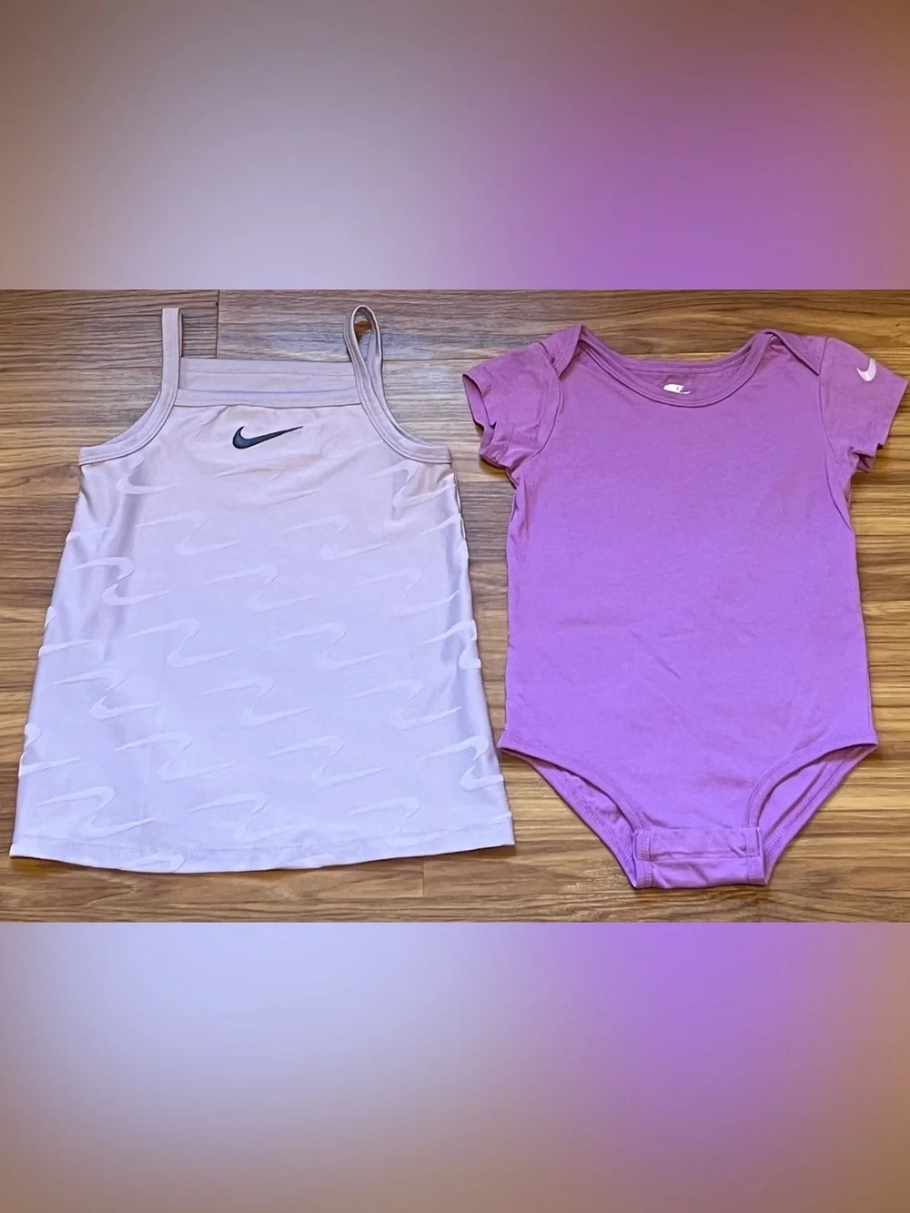Nike Girls Swoosh Motion 2-Piece Dress & Bodysuit Set Lavender Purple Size 18M