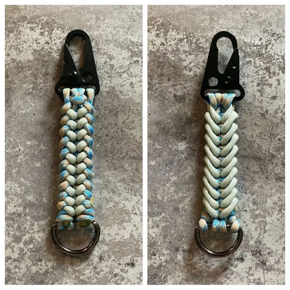 Paracord Keychain NEW Handmade USA North Carolina Blue Gray Sporty