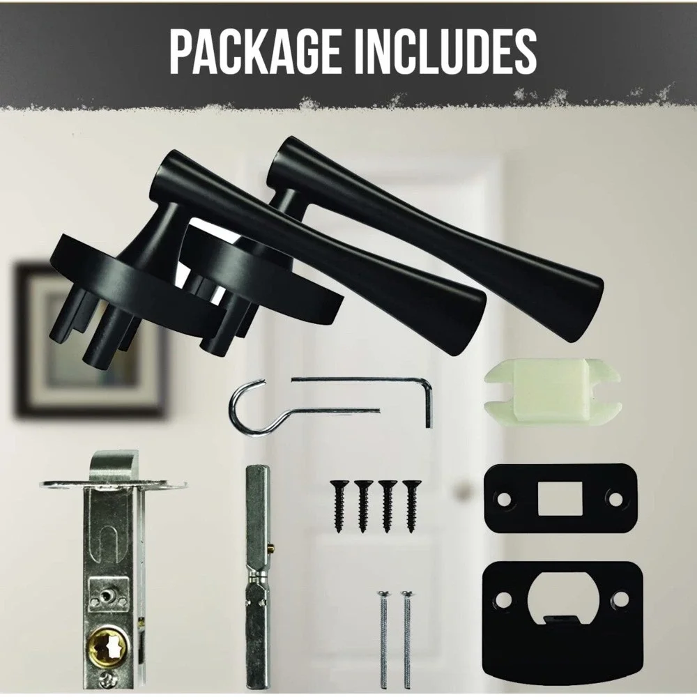 Door‎ Handle Set - No Lock Set - Interior Passage Door Lever - Black