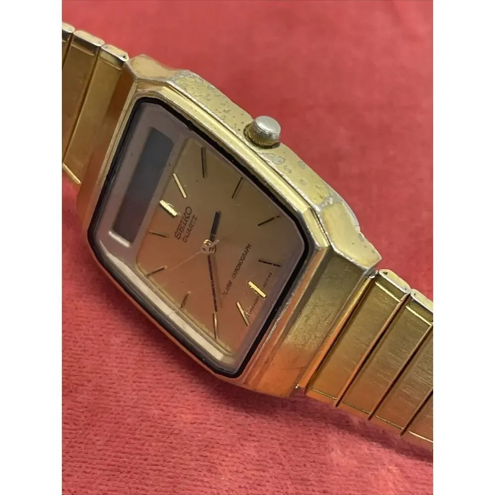 Vintage 1980s Seiko H357-5009 LCD Digital Watch 7” Running Ana Digi Dead Battery