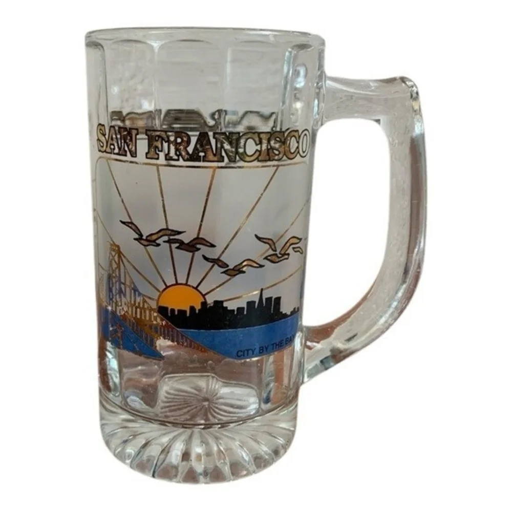San Francisco Souvenir Glass Mug Ocean Bay Skyline 16oz 5.5