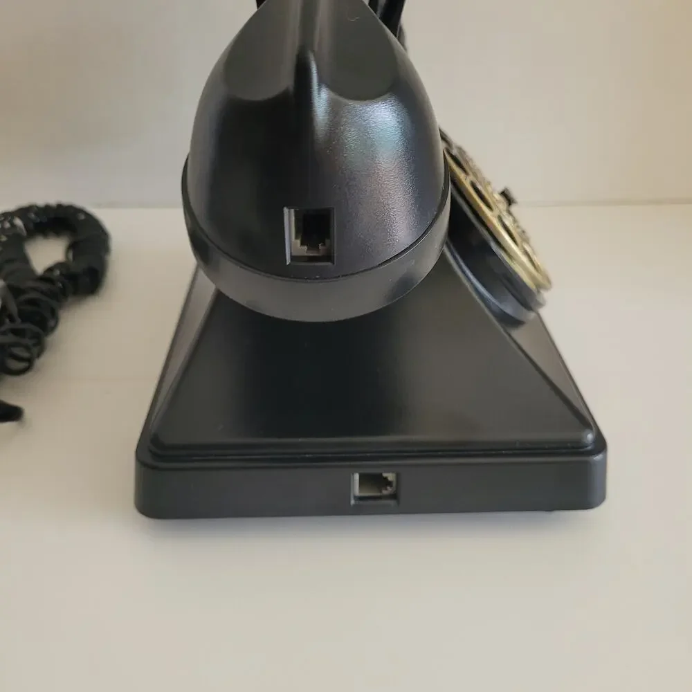 Black Retro Push Button Telephone Gold Rotary Dial Landline Decor Pottery Barn