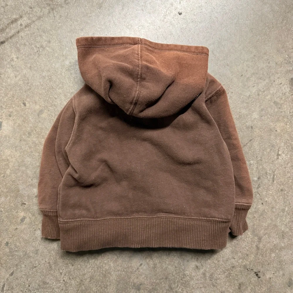 Old Navy Boys Brown Orange Logo Zip Up Hoodie Sweatshirt 12-18 Months