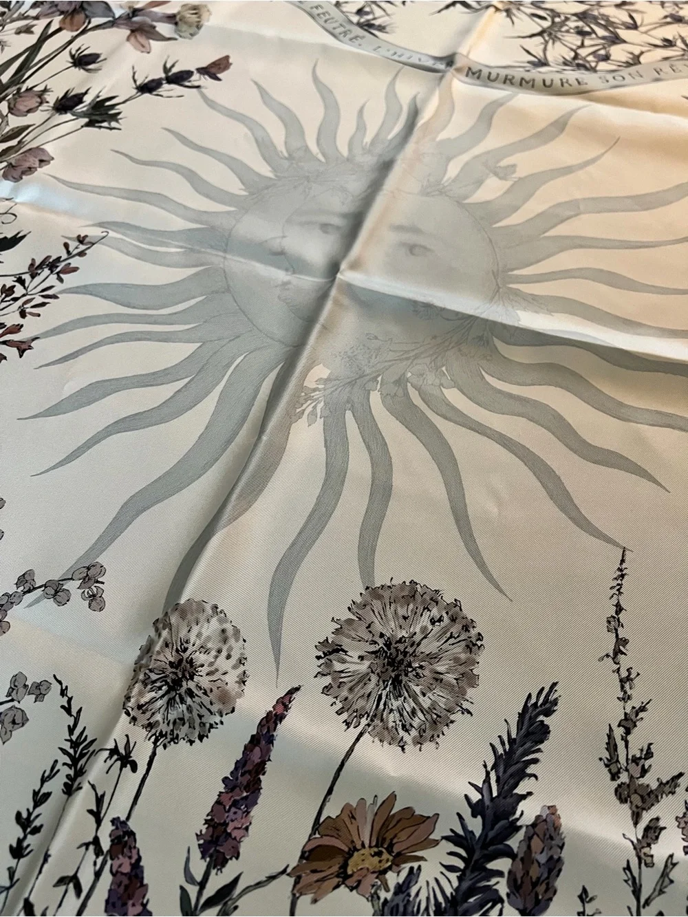 Dior Floral Silk Scarf in Ivory, Taupe, Olive, and Mauve