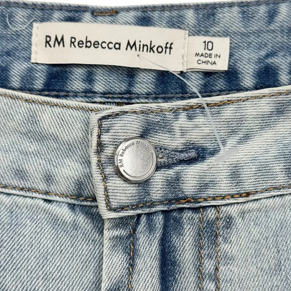 RM Rebecca Minkoff NWT SZ 10 Women's Wide Leg 100% Cotton Jeans Blue High Rise