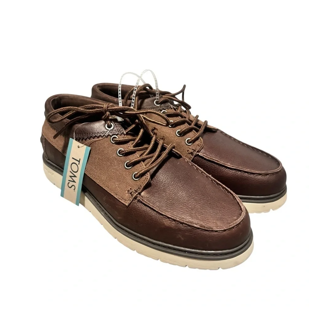 TOMS Men's Travel Lite Forrest Chukka Boot Brown Leather Waxed Lace Up Size 10.5