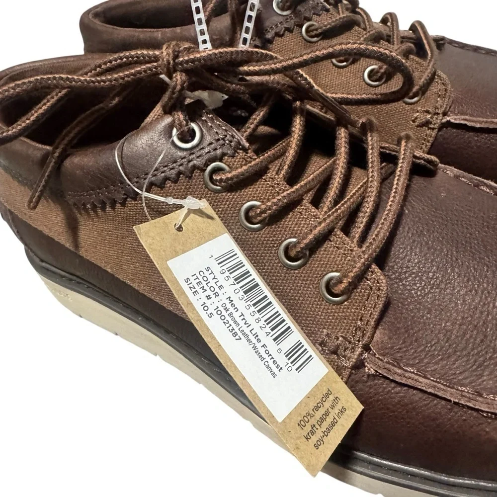 TOMS Men's Travel Lite Forrest Chukka Boot Brown Leather Waxed Lace Up Size 10.5