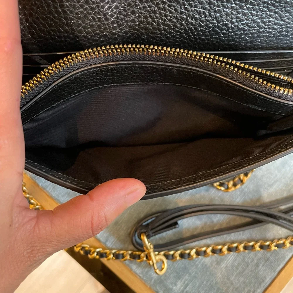 New, authentic britten chain wallet w wristlet black crossbody