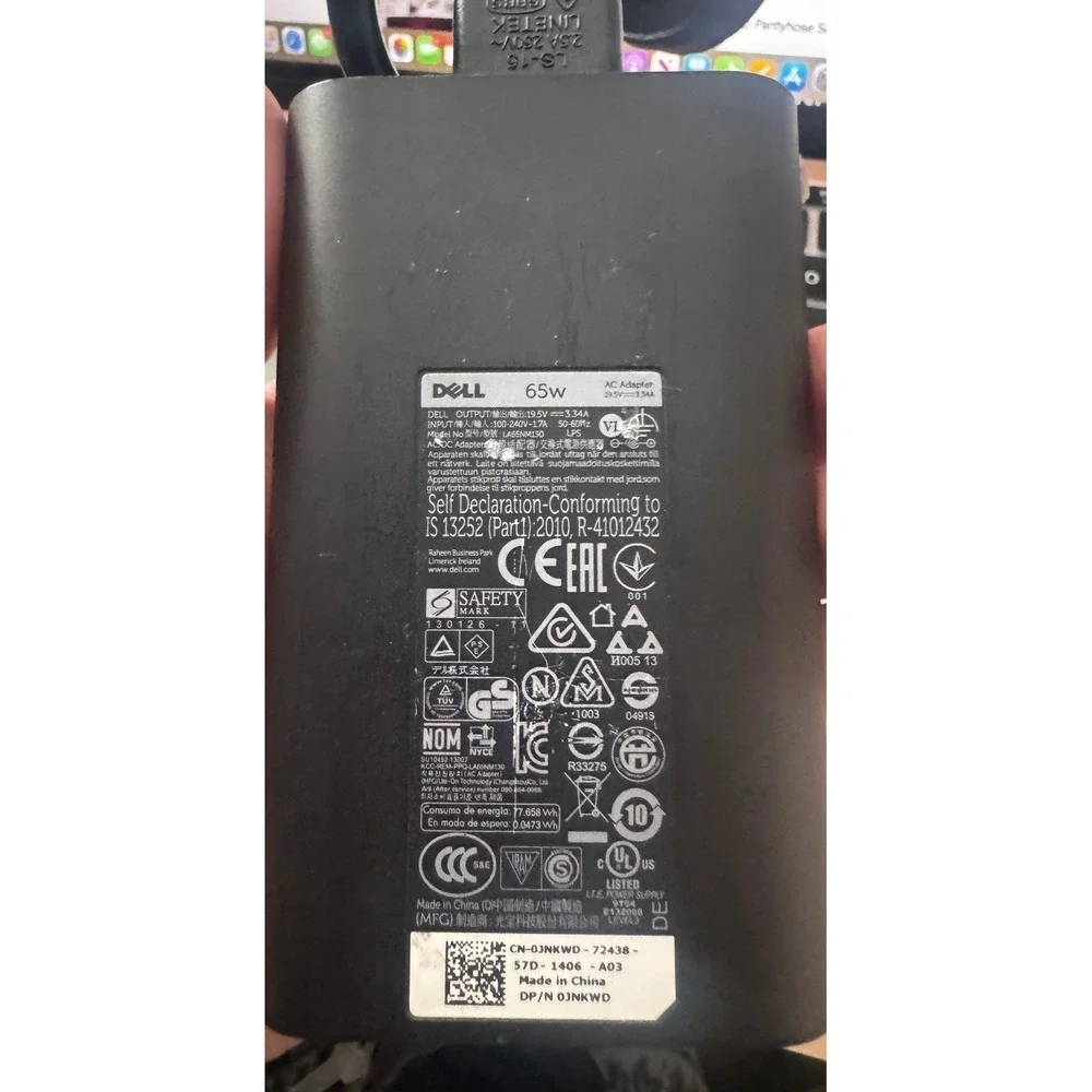 Dell 65W AC Adapter Laptop Power Supply 19.5V 3.34A LA65NM130 0JNKWD Black