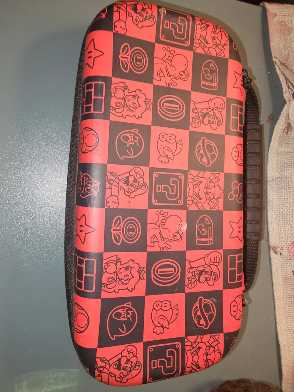 Mario Nintendo Red and Black Checkerboard Gaming Carry Case