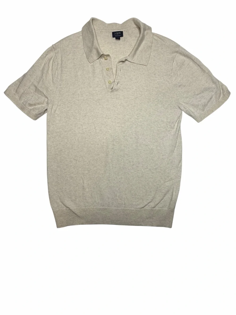J.Crew 100% Cotton Sweater Polo | Cream/Oatmeal | Size Medium
