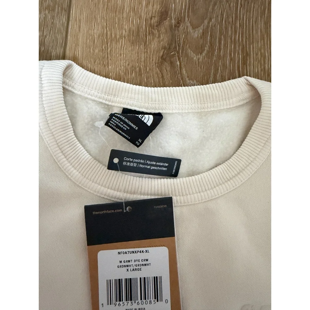The North Face Garment Dye Crew Neck Sweatshirt Men's XL Cream Fleece NWT
