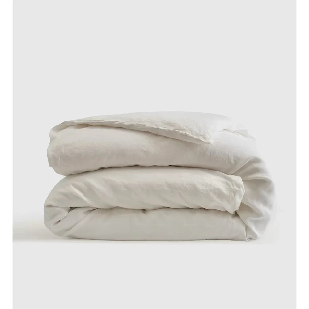 Quince European Linen Duvet Cover Twin Size White NO SHAMS 100% Linen