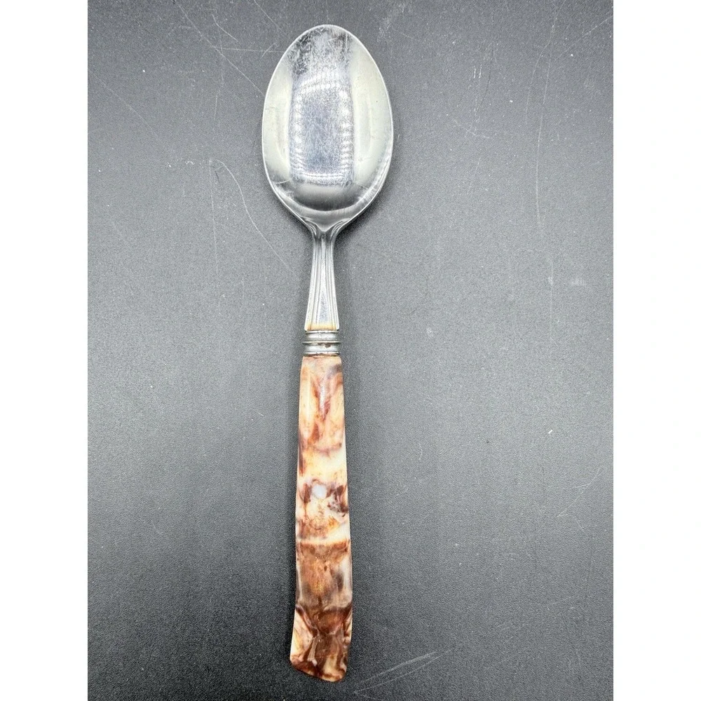 Vintage MB Hollow Ground Galaxie Stainless Tablespoon Japan MCM Bakelite Handle