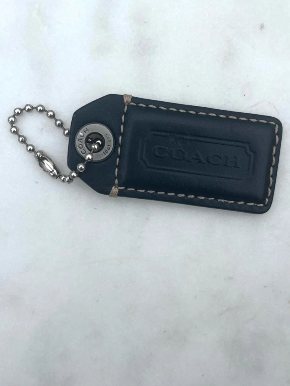 COACH Rare Vintage Leather Hang Tag, Black