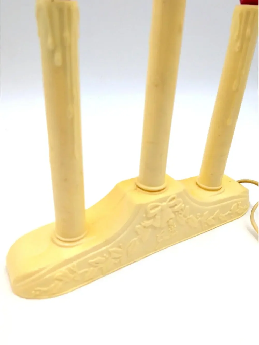 2 VTG 3 Christmas Candelabra Candle off white, Plastic Drip Candolier Electric