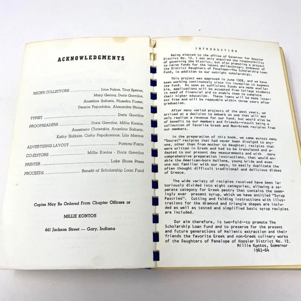 1964 Penelopian Culinary Favorites Greek Cookbook 1964 First Edition Vst Edition