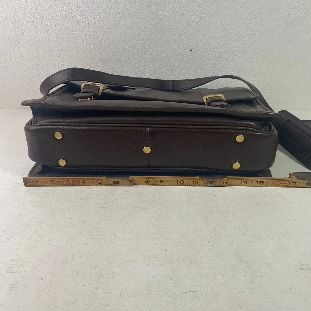 Hidesign The Icons Brown Leather Messenger Briefcase Laptop Bag Brass Hardware