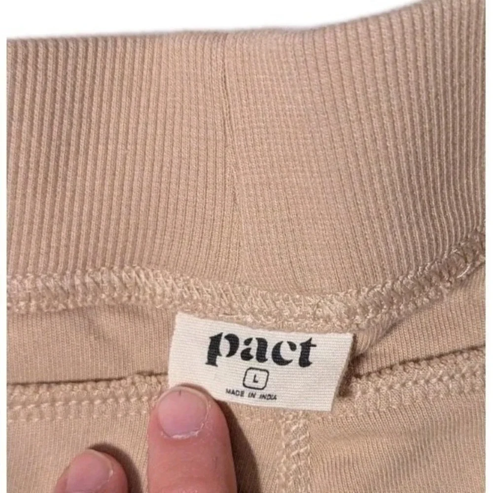 Pact Women's Large Organic Cotton Pure Velour Relaxed Sweatpant $98 Sesame Beige