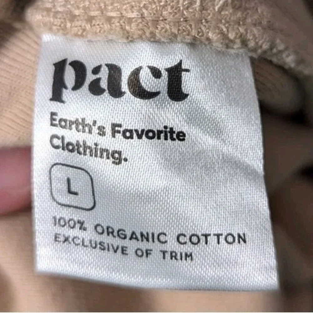 Pact Women's Large Organic Cotton Pure Velour Relaxed Sweatpant $98 Sesame Beige