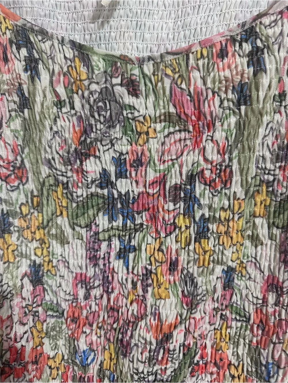 Anthropologie Floral Smocked Puff-Sleeve Top — Multicolor