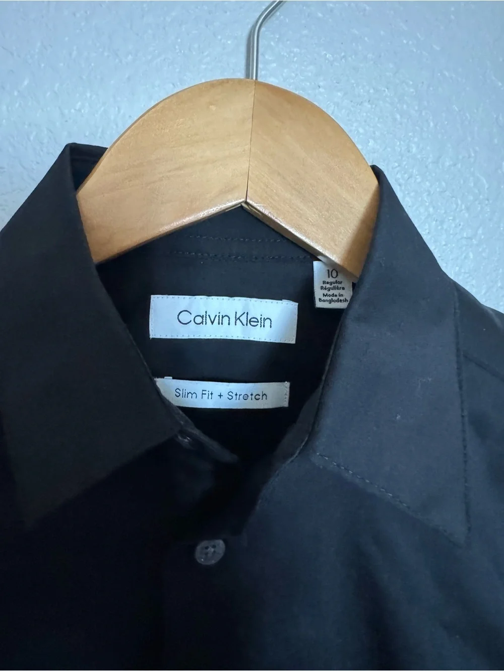 Calvin Klein Black Slim Fit Stretch Long-Sleeve Button-Down Shirt for Boys Sz 10