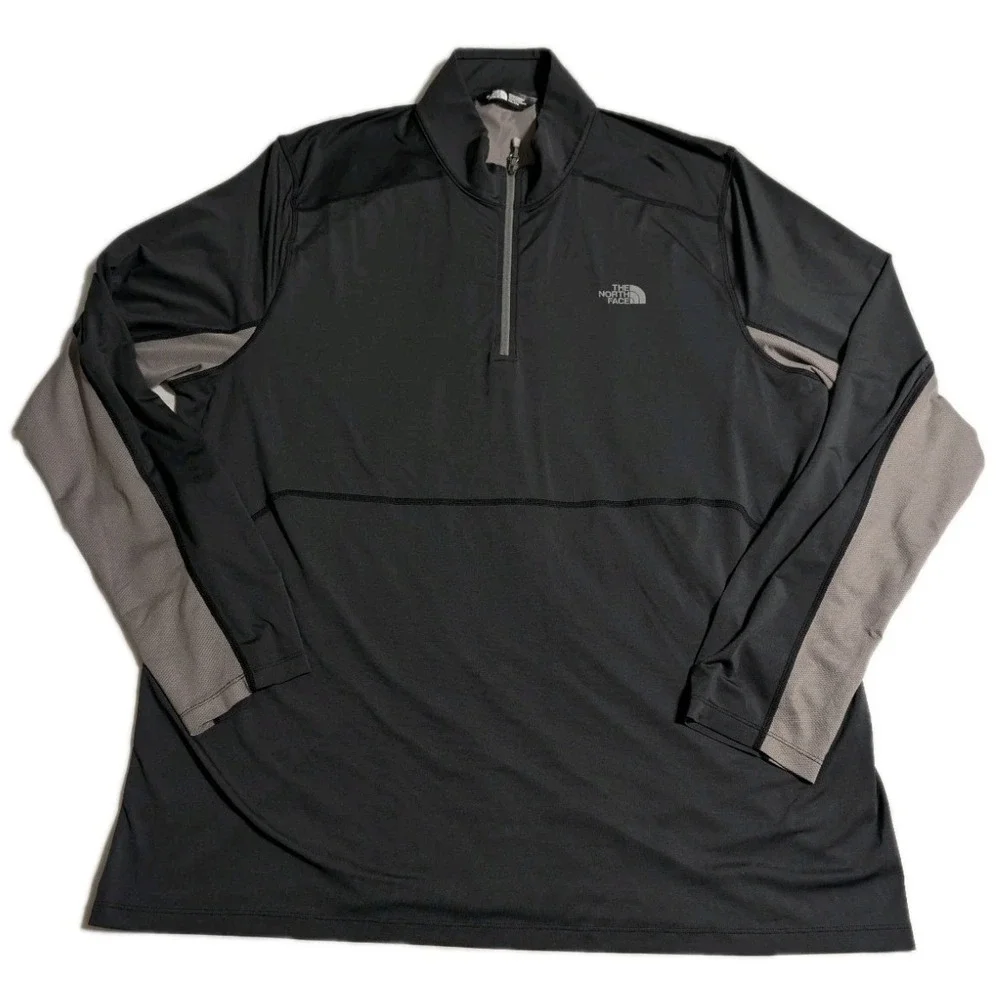 The North Face Mens XXL 1/4 Zip Performance Pullover Black‎ Gray Active