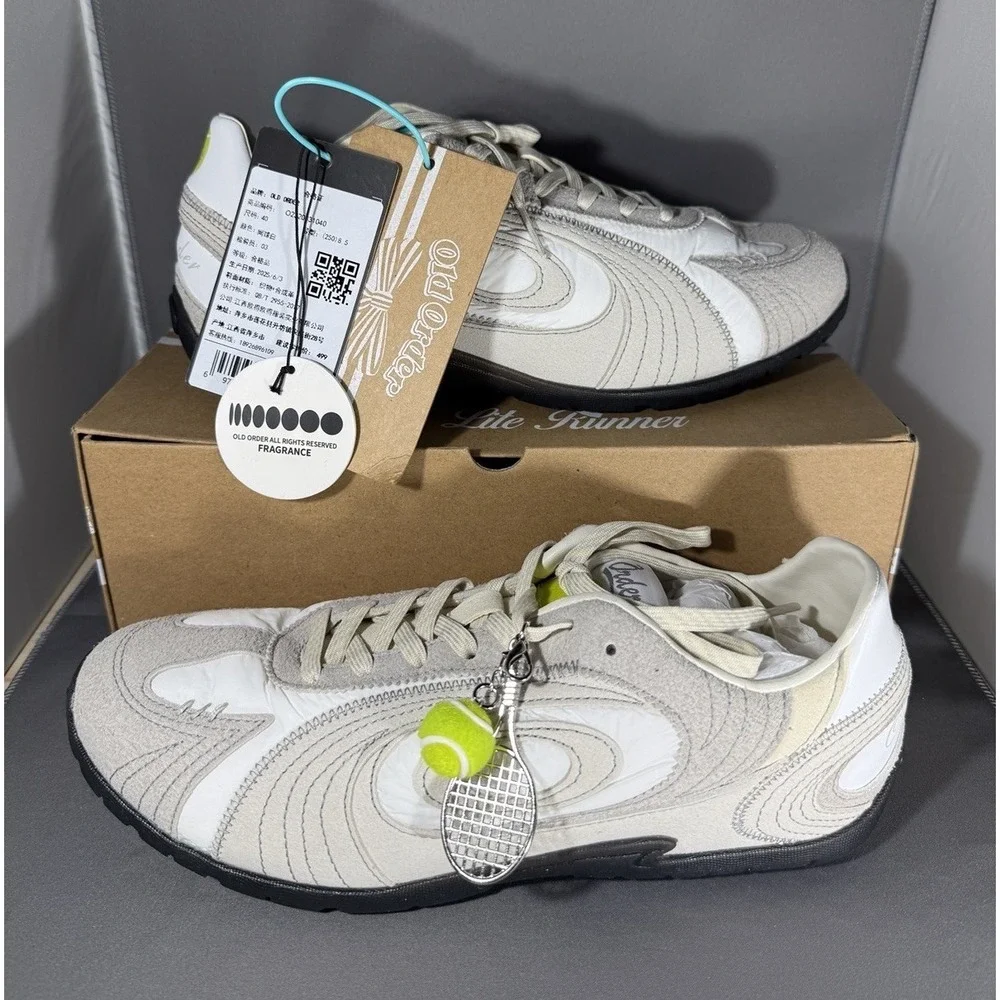 OLD ORDER Turbo Lite 2.0 Tennis Beige Shoes Size 8.5 2000's Y2K Style