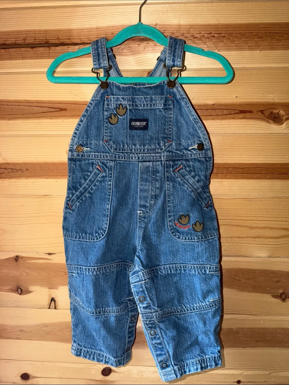 OshKosh B'gosh Classic Denim Overalls with Heart Patch Accents