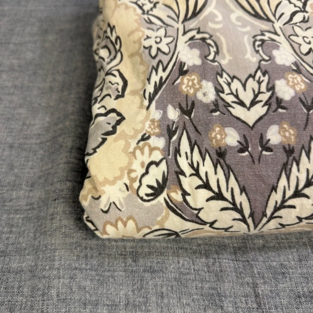 Pottery Barn Celeste Paisley Floral Damask Duvet Cover Full Queen Tan Grey